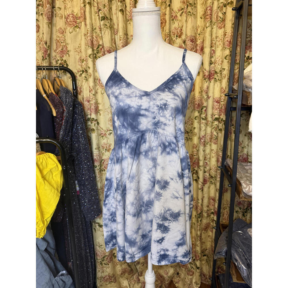 Z Supply Blue Tie-Dye Mini Dress with Spaghetti Straps Medium